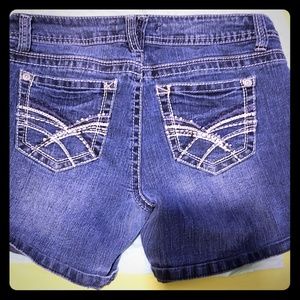 Embellished Denim shorts